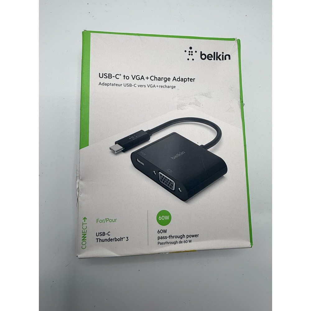 Belkin USB-C to VGA + Charge Adapter 60W Pass-Through Power for Thunderbolt 3